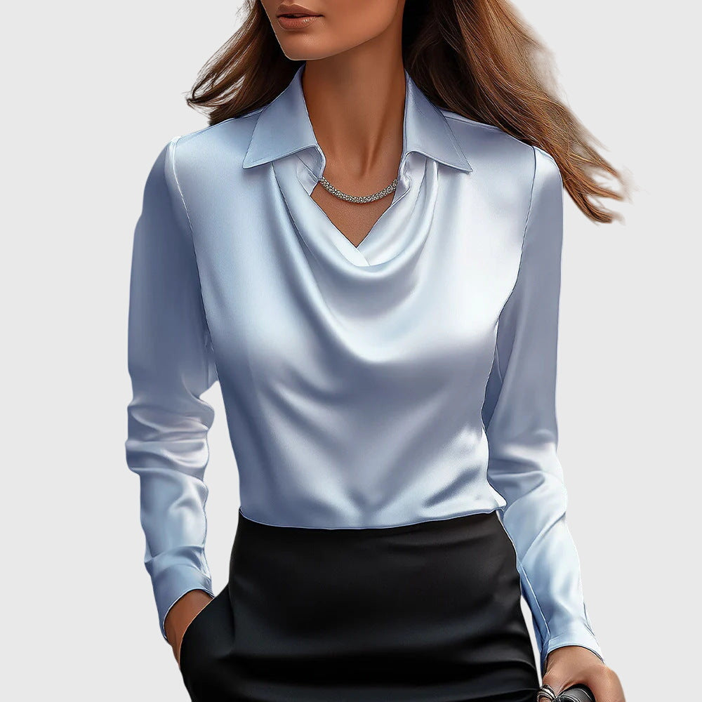 Brooklyn — Blouse Femme Elegante Bleu Clair Verte Noire Pour Style Affirme
