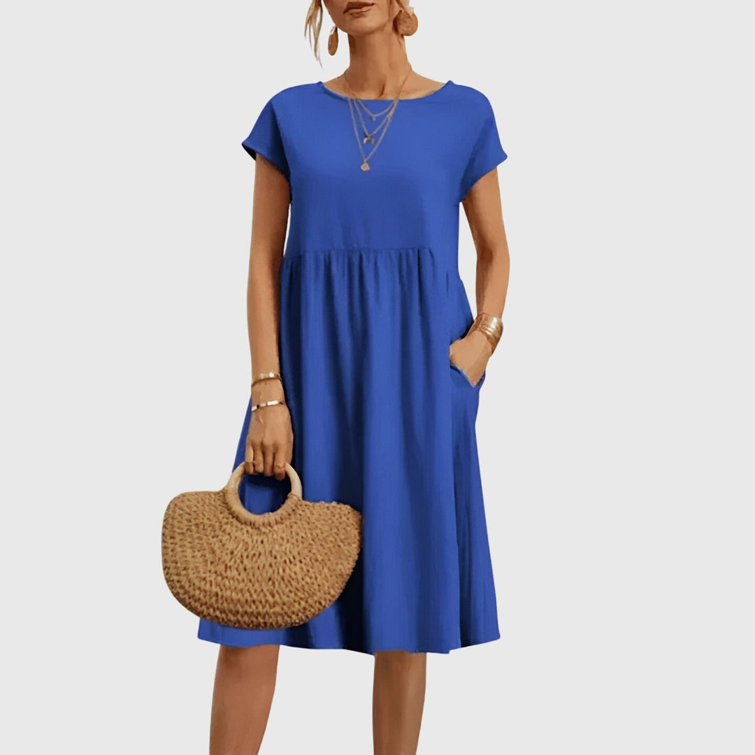 Mirabel — Robe Femme Elegante Printemps Marron Blanche Verte Bleue