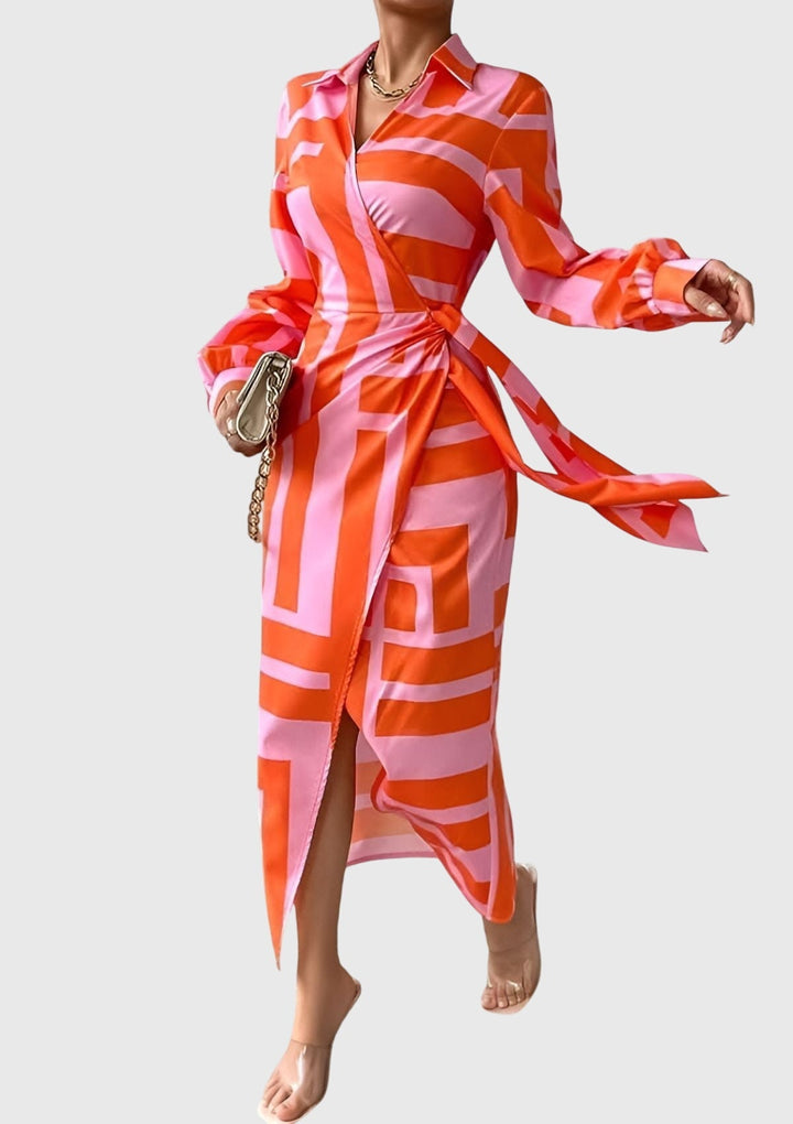 Everly — Robe Portefeuille Élégante Imprimée