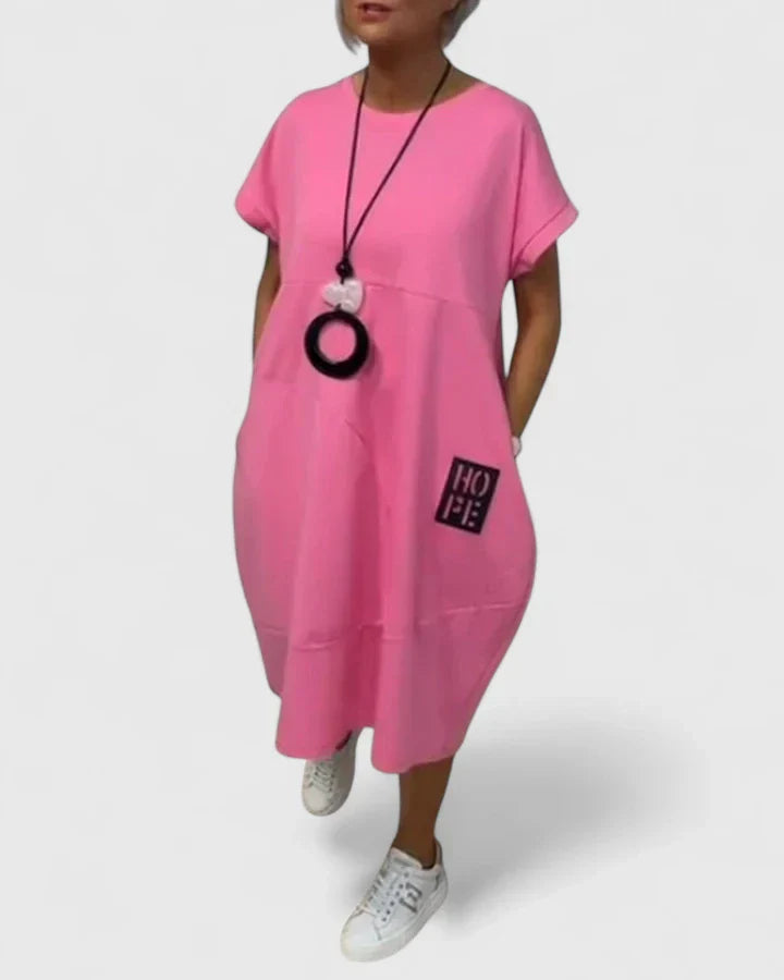 Thalyssiah — Robe Midi Femme Confortable Verte Noire Rose Bleue