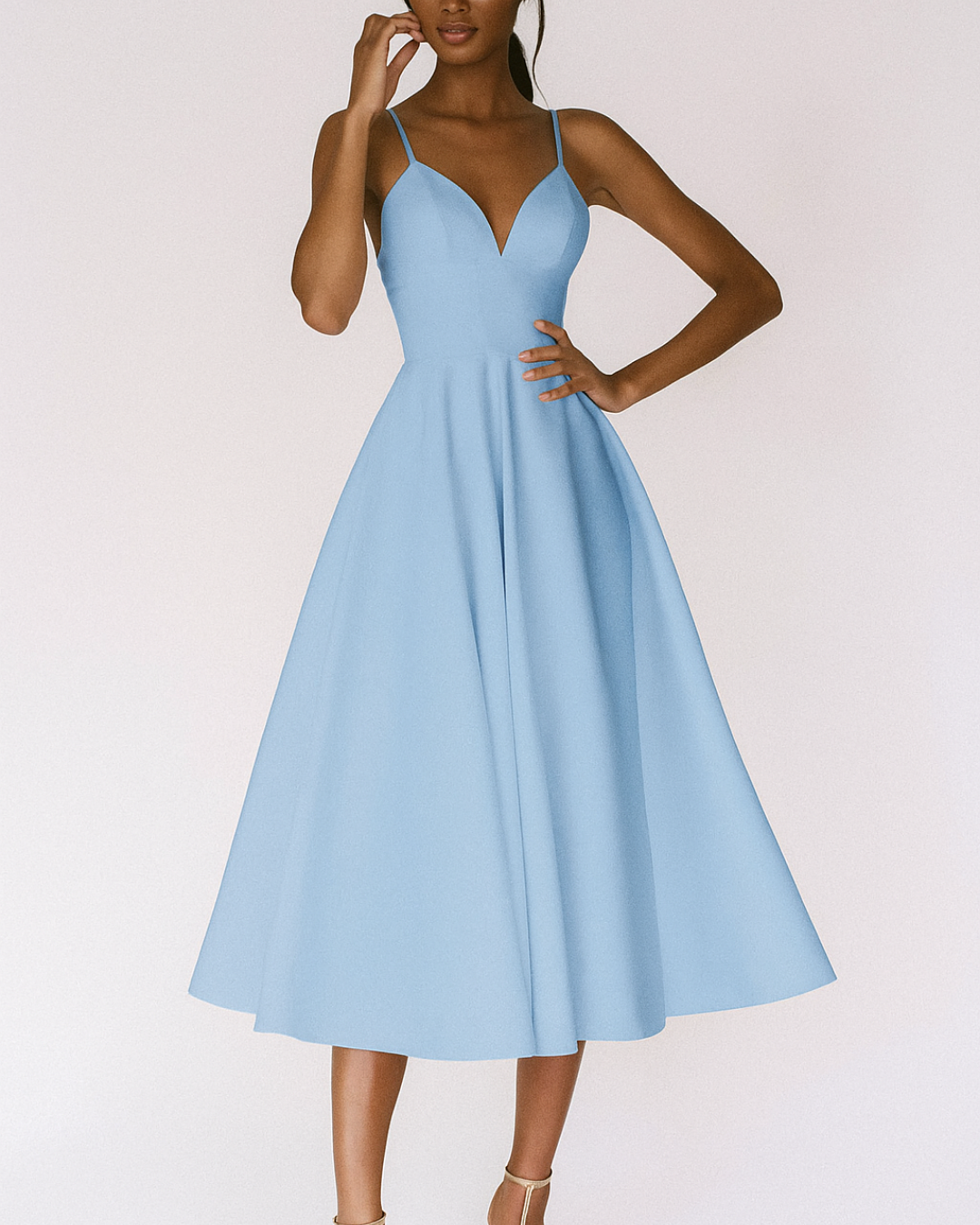 Daisy — Robe Midi Mariage Invitee Bretelles Blanche Verte Rouge Bleue