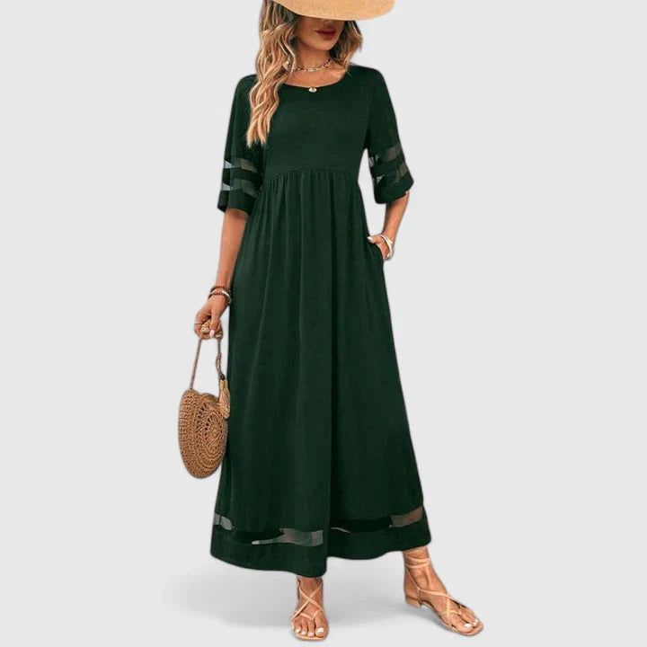 Delymarina — Robe Midi Femme Élégante Noir Vert Rouge Sophistiquée