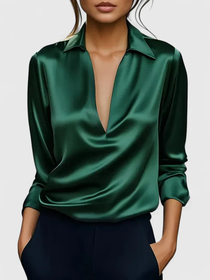 Calvina — Blouse Femme Elegante Bleue, Burgundy Pour Style Confirme
