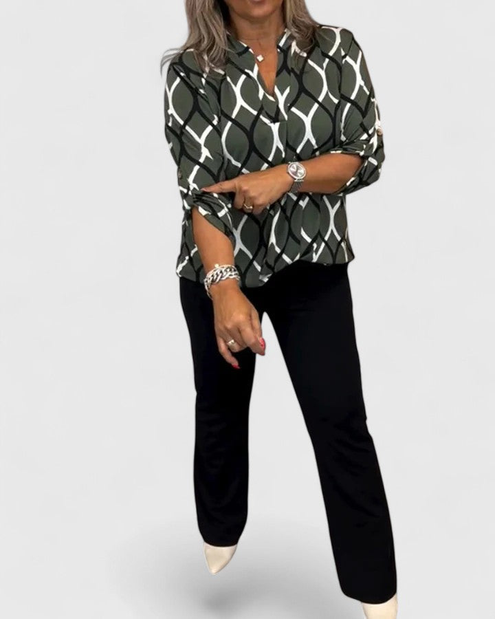Calindrah — Blouse Femme Lin naturel Marron, Bleue Pour Style Confirme