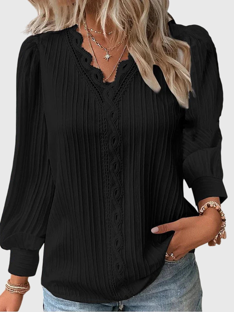 Andrea — Blouse Femme Elegant Pullover Verte Bleue Noire Pour Confort Chic