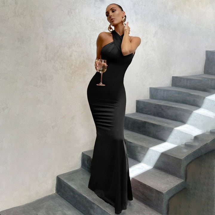 Gabriella — Robe Sirene Dos Nu Femme Noire Verte Orange Pour Soiree Spectaculaire