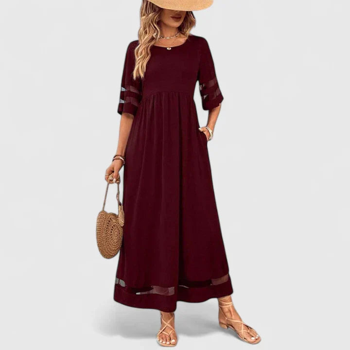Delymarina — Robe Midi Femme Élégante Noir Vert Rouge Sophistiquée