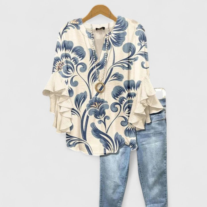 Saryphiah — Blouse Femme Confortable Marron Bleu Clair Noire Pour Bien-Etre