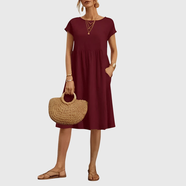 Mirabel — Robe Femme Elegante Printemps Marron Blanche Verte Bleue