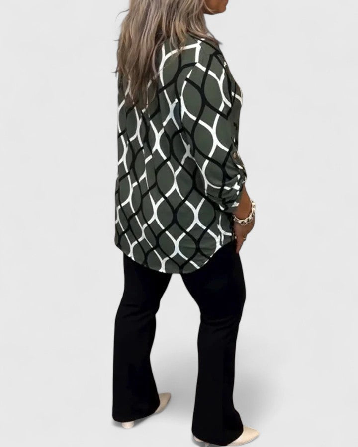 Calindrah — Blouse Femme Lin naturel Marron, Bleue Pour Style Confirme