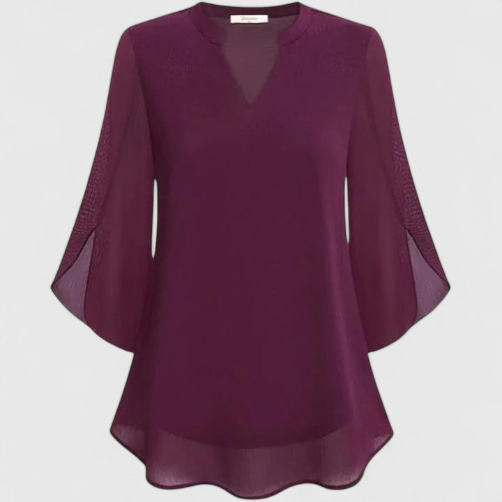 Ellie — Blouse Femme Elegante Burgundy, Bleue Pour Style Confirme