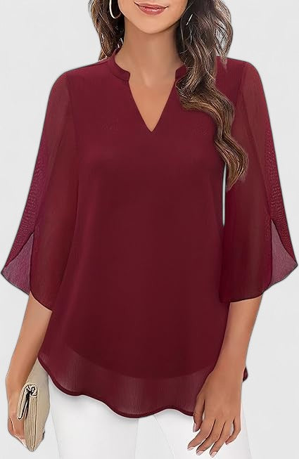 Celinora — Blouse Femme Lin naturel Burgundy, Bleue Pour Style Confirme