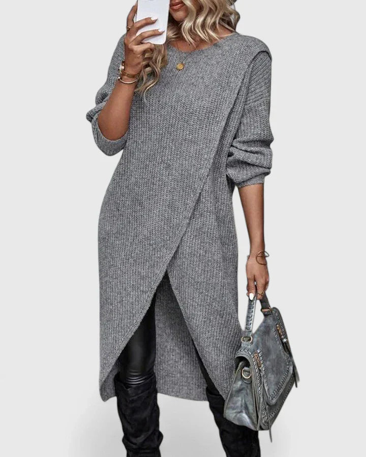 Zarymelle — Robe Pull Femme Hiver Elegante Noire Grise Verte