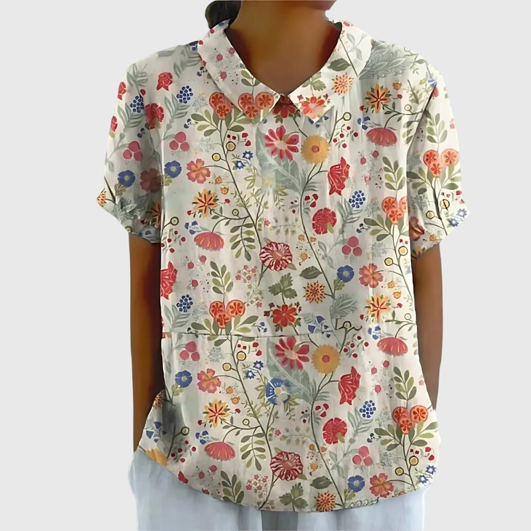 Jenna — Blouse Femme Florale Imprimee Verte Rose Pour Style Naturel