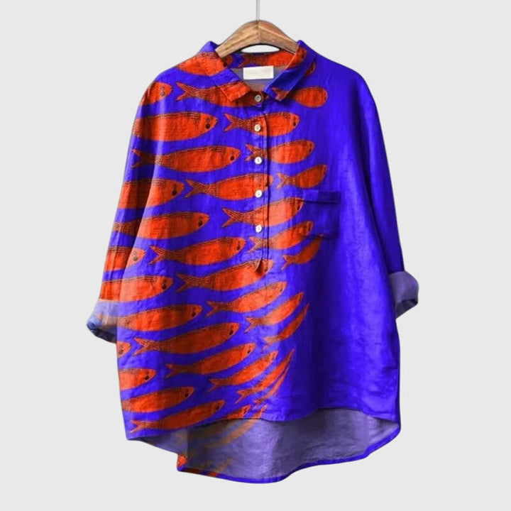 Lumi — Blouse Femme Elegante Bleue, Violette Pour Style Confirme