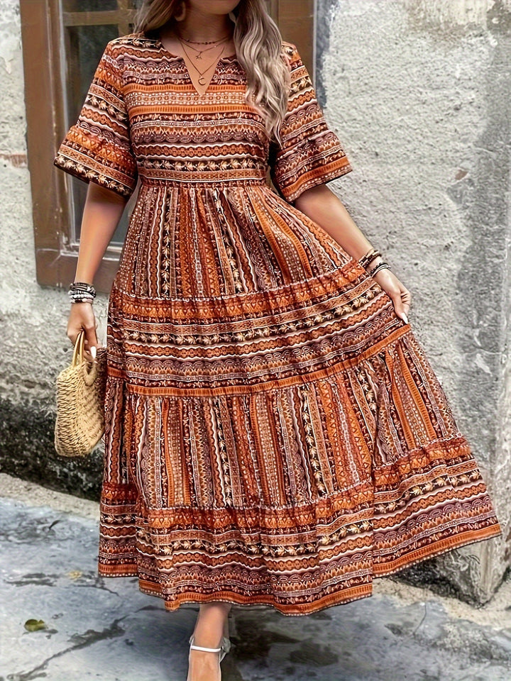 Daisy — Robe Femme Boho Marron, Verte Pour Style Confirme