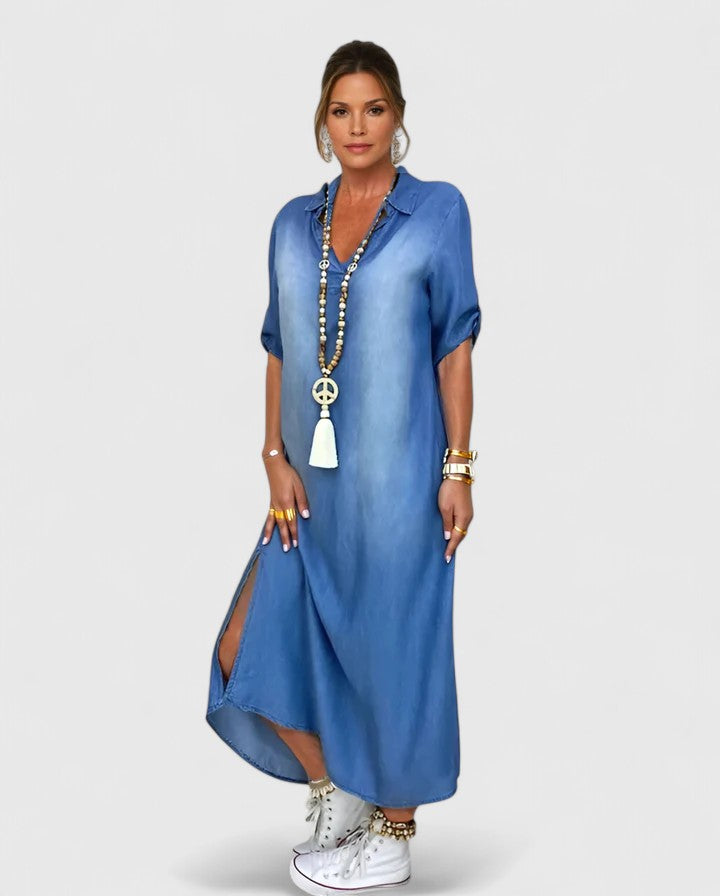 Anthyrah — Robe Femme Sophistiquee Bleue Pour Serenite Affirmee