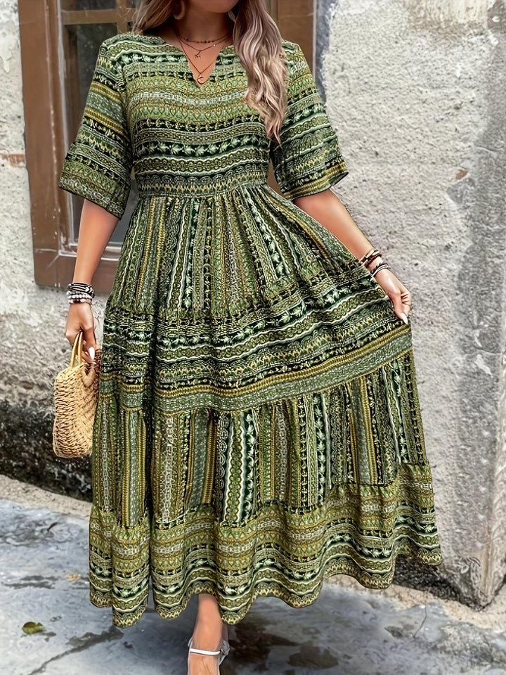 Daisy — Robe Femme Boho Marron, Verte Pour Style Confirme