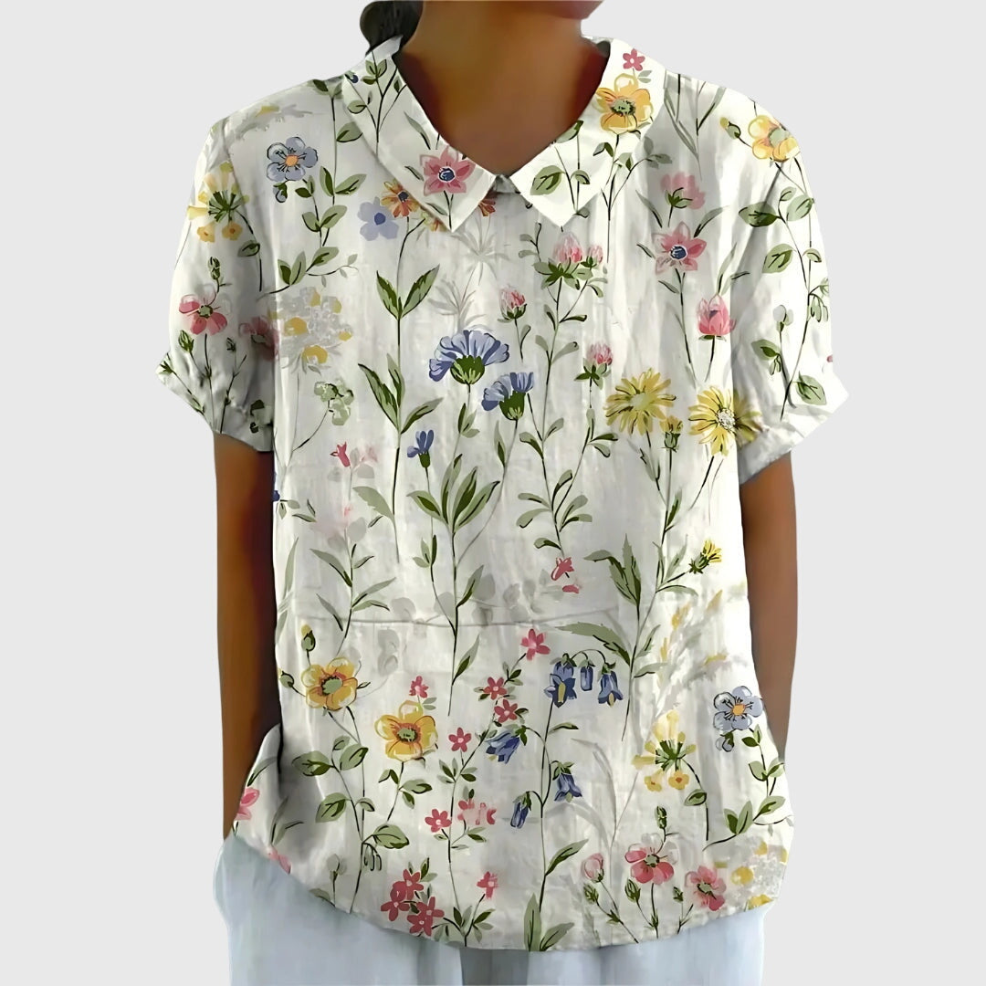 Jenna — Blouse Femme Florale Imprimee Verte Rose Pour Style Naturel