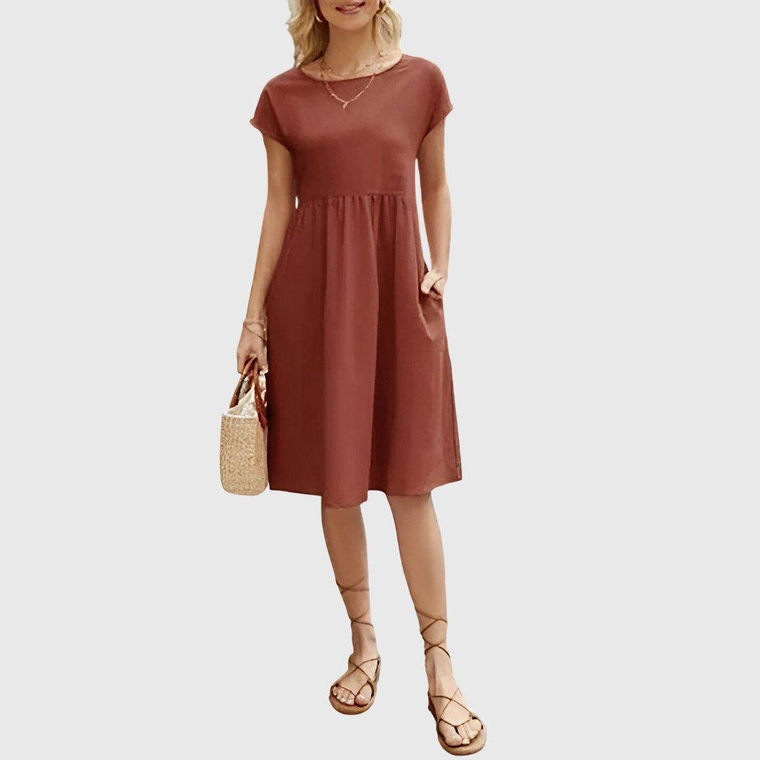 Mirabel — Robe Femme Elegante Printemps Marron Blanche Verte Bleue