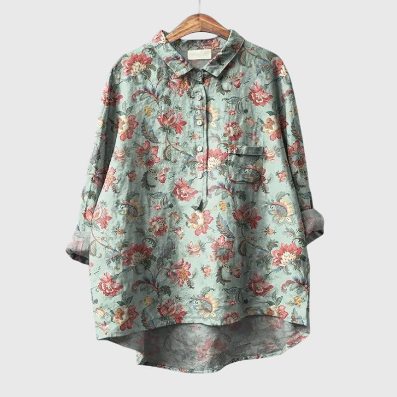 Elly — Blouse Femme Elegante Bleue, Violette Pour Style Confirme
