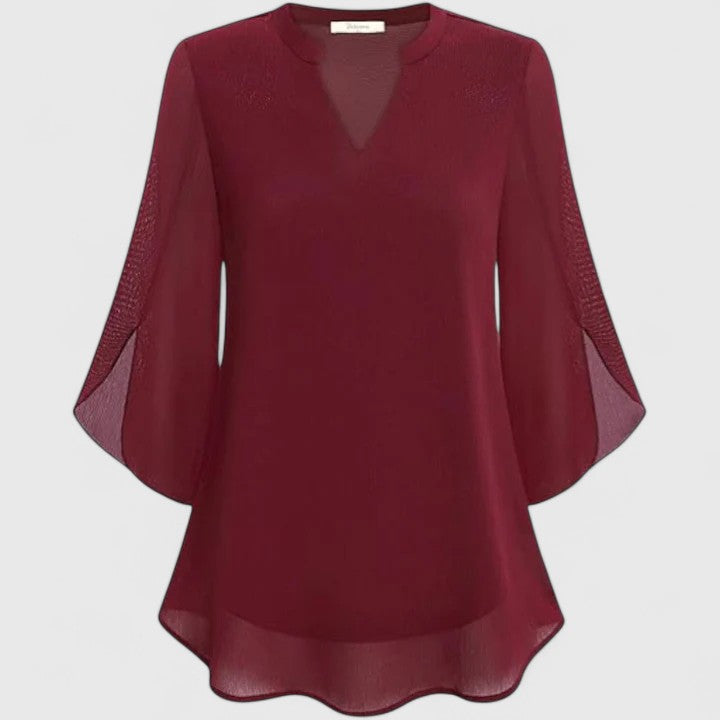Ellie — Blouse Femme Elegante Burgundy, Bleue Pour Style Confirme