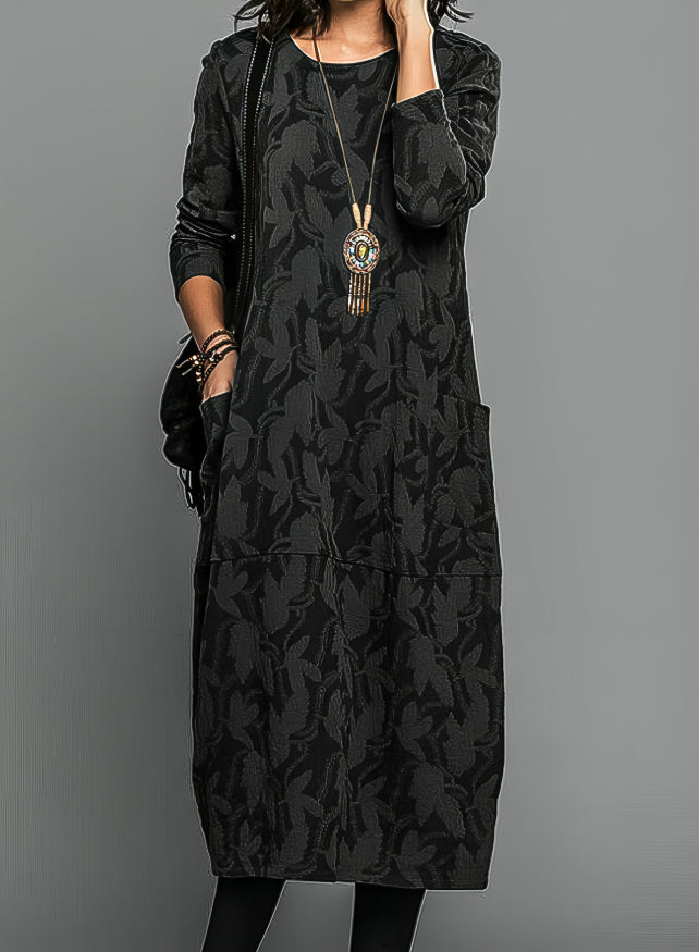 Kayla — Robe Mariage Invitee Imprimee Midi Bleue Noire Verte