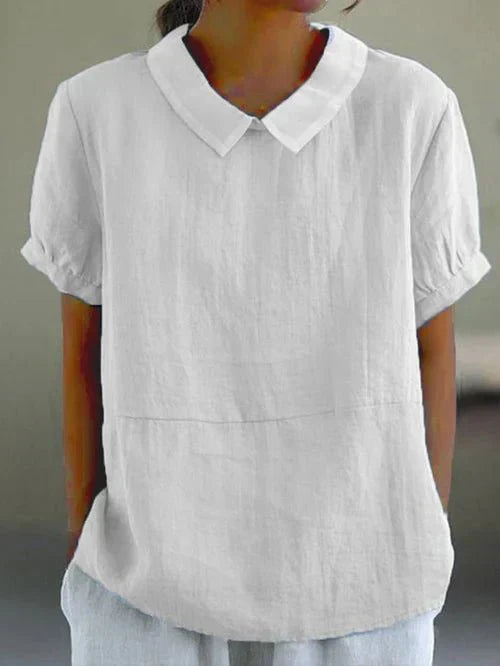 Sophie — Blouse Femme Lin naturel Bleue, Blanche Pour Style Confirme