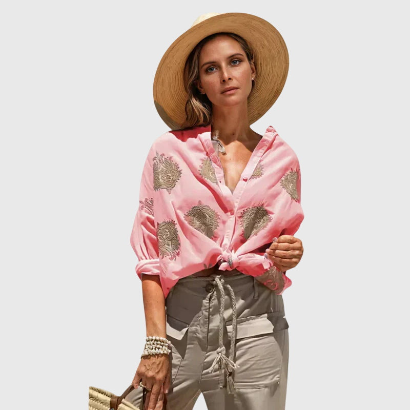 Josie — Blouse Femme Legere Chic Rouge Rose Bleue Pour Style Vif