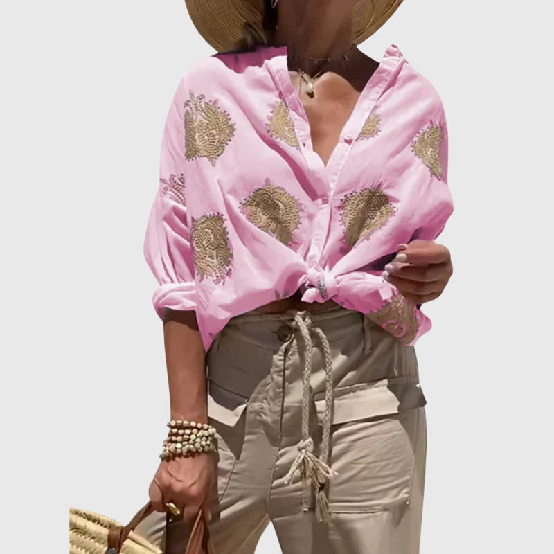 Josie — Blouse Femme Legere Chic Rouge Rose Bleue Pour Style Vif