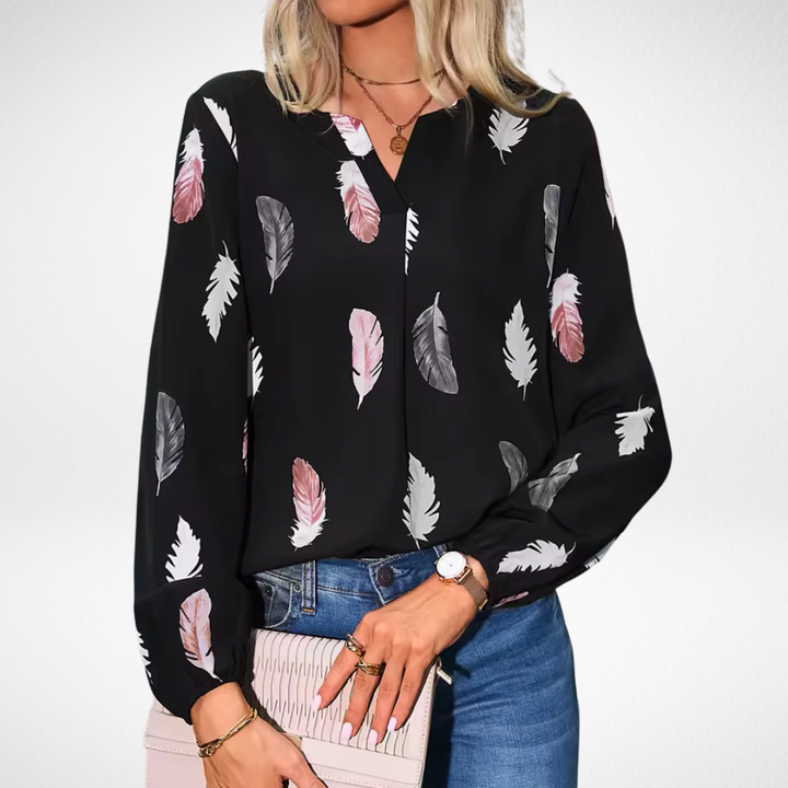 Nicole — Blouse Femme Elegante Bleu Marine, Blanche Pour Style Confirme