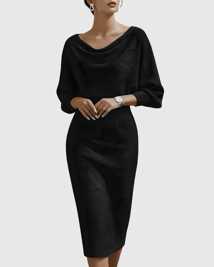 Ismeria — Robe Midi Drapée Manches Chauve-Souris
