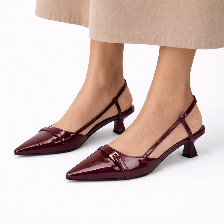 Escarpins Slingback Vernis Femme | Bout Pointu Chaussure Orthopédique Moderne
