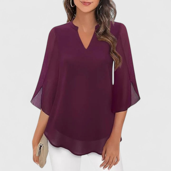 Ellie — Blouse Femme Elegante Burgundy, Bleue Pour Style Confirme
