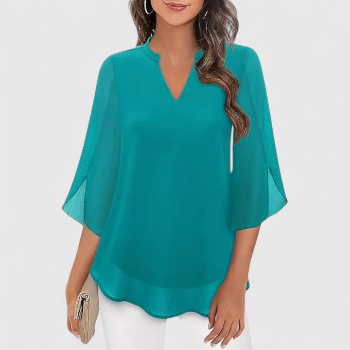 Ellie — Blouse Femme Elegante Burgundy, Bleue Pour Style Confirme