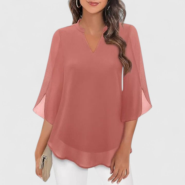 Ellie — Blouse Femme Elegante Burgundy, Bleue Pour Style Confirme