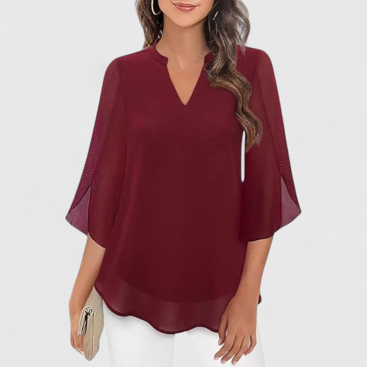 Ellie — Blouse Femme Elegante Burgundy, Bleue Pour Style Confirme