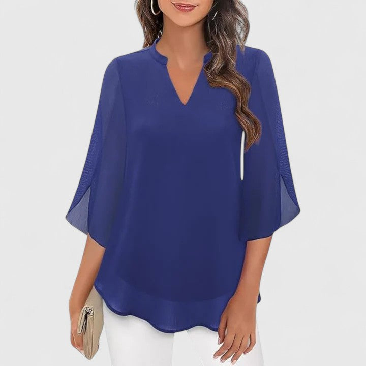 Ellie — Blouse Femme Elegante Burgundy, Bleue Pour Style Confirme
