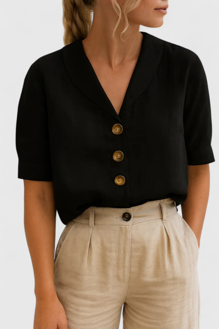 Charlie — Blouse Femme Elegante Noire, Grise Pour Style Confirme