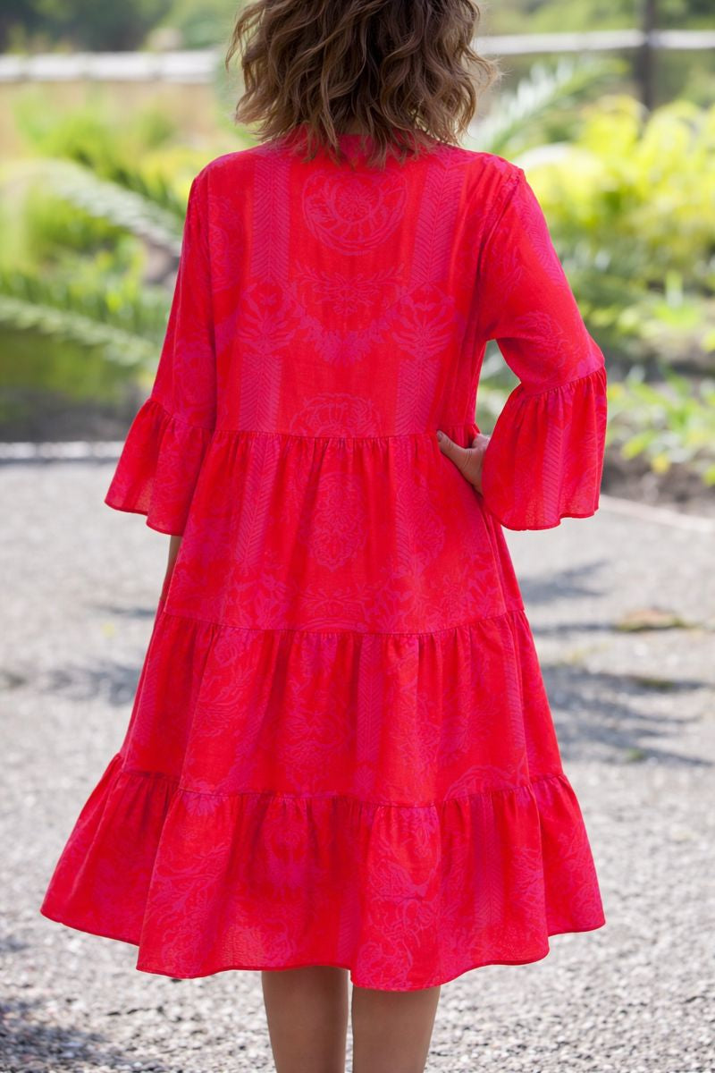 Claire — Robe Femme Boho Rouge, Turquoise Pour Style Confirme