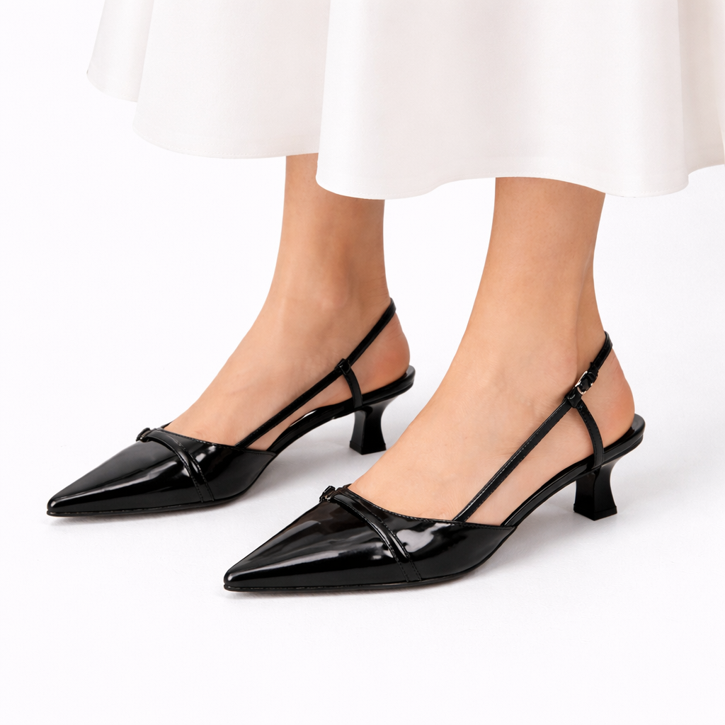 Escarpins Slingback Vernis Femme | Bout Pointu Chaussure Orthopédique Moderne
