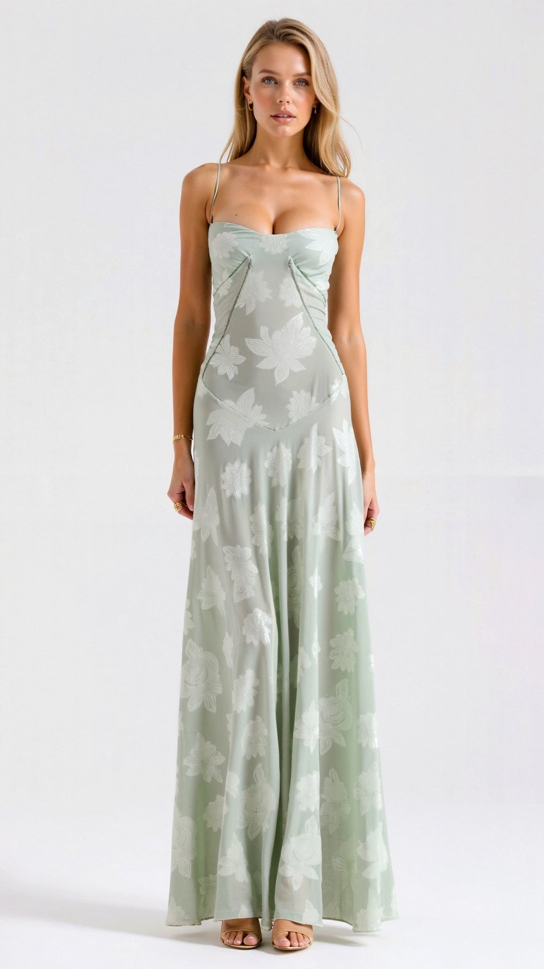 Lauren — Robe Mariage Invitee Bustier Maxi Rose Verte Noire