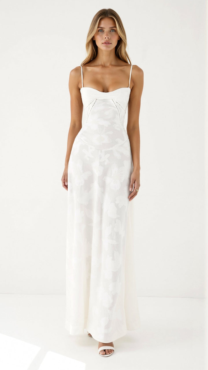 Lauren — Robe Mariage Invitee Bustier Maxi Rose Verte Noire