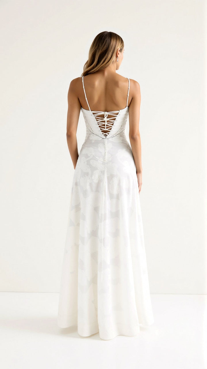 Lauren — Robe Mariage Invitee Bustier Maxi Rose Verte Noire