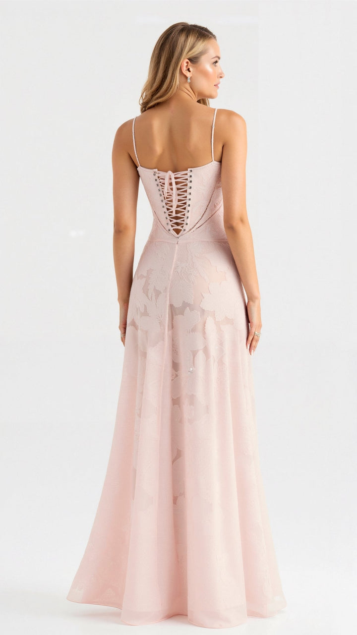 Lauren — Robe Mariage Invitee Bustier Maxi Rose Verte Noire