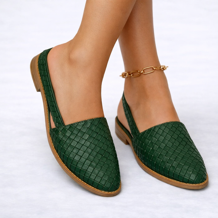 Chaussures Plates Slingback Cuir Vegan Tressé Femme | Élégance Quotidienne