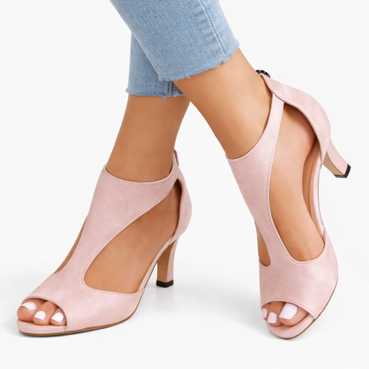 Sandales Talon Découpe Élégante Femme | Confort Orthopédique Soutien