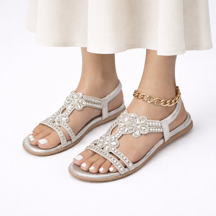 Sandales Orthopédiques Florales Cristal Femme | Confort Été Élégant