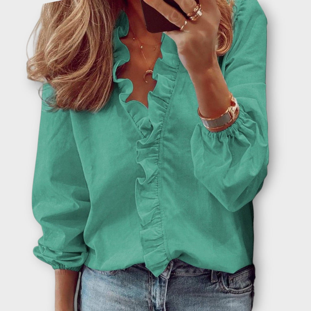 Isadora — Blouse Femme Elegante Ete Bleu Ciel Orange Menthe