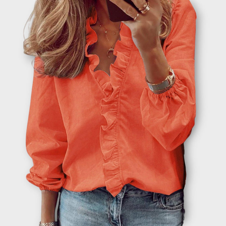 Isadora — Blouse Femme Elegante Ete Bleu Ciel Orange Menthe